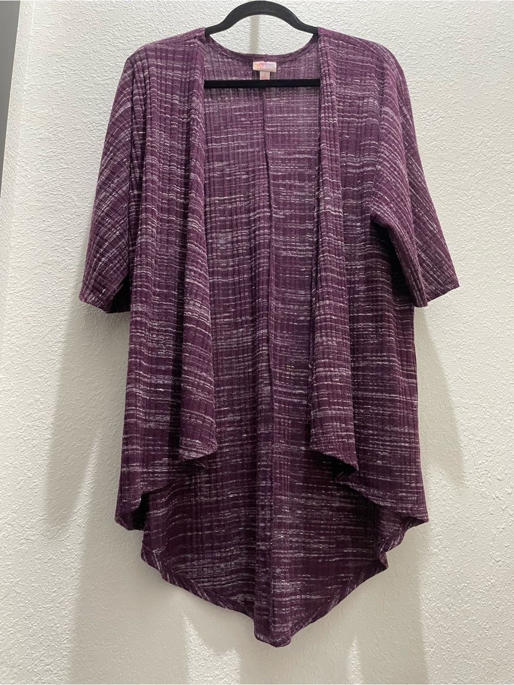 LuLaRoe “Lindsay” Plum Knit Open-Front Waterfall Cardigan